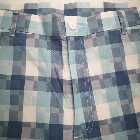 NWOT Rule 18 A Bobby Jones Brand Men's Size 36 Teal & White Plaid Golf Shorts - Picture 6 of 12